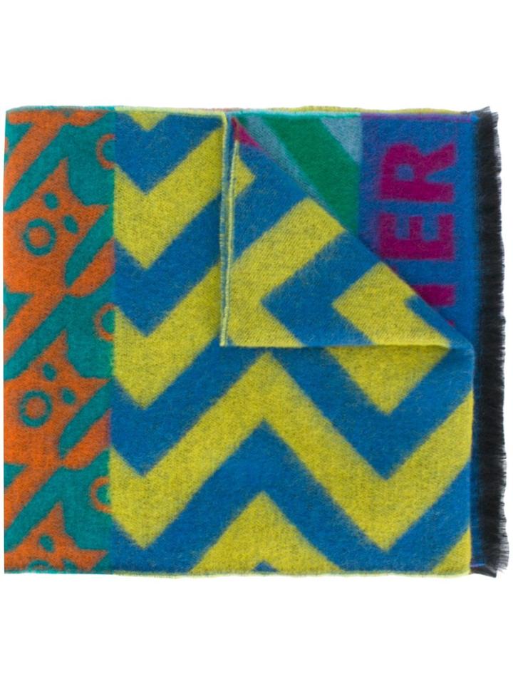 Walter Van Beirendonck Patchwork Letterman Style Scarf - Green