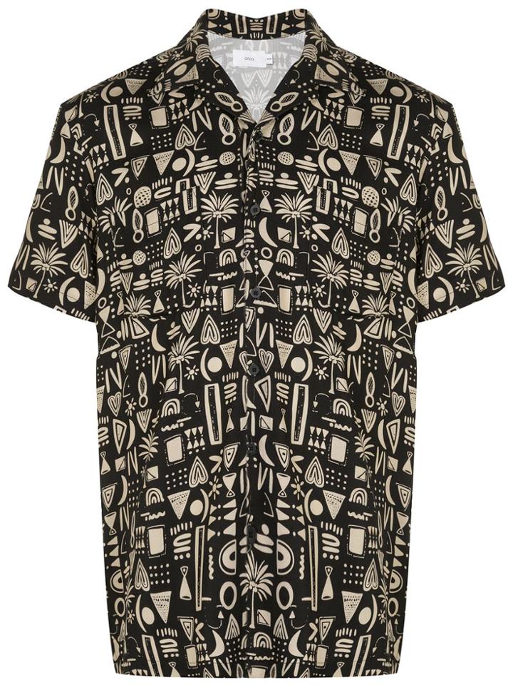 Onia Geometric Tribal Vacation Shirt - Black