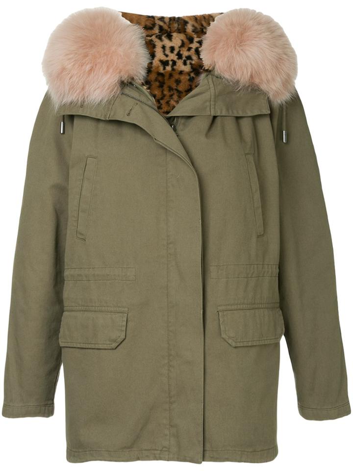 Yves Salomon Army Fur Trim Parka - Green