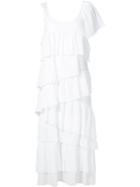 Sonia Rykiel Pleated One Shoulder Dress, Women's, Size: 36, White, Cotton