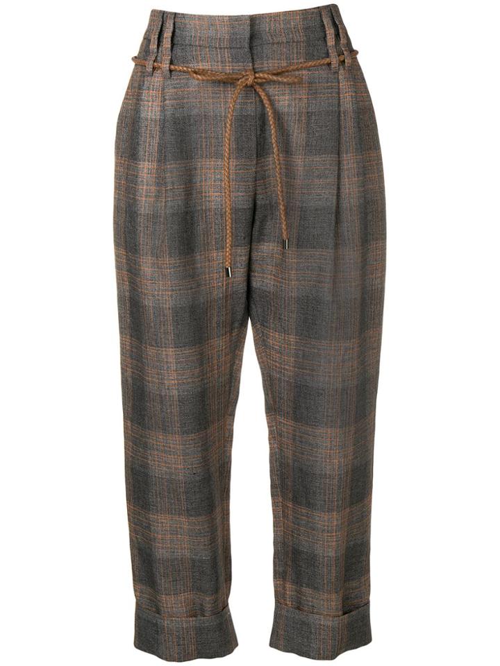 Brunello Cucinelli Checked Tailored Trousers - Grey