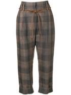 Brunello Cucinelli Checked Tailored Trousers - Grey