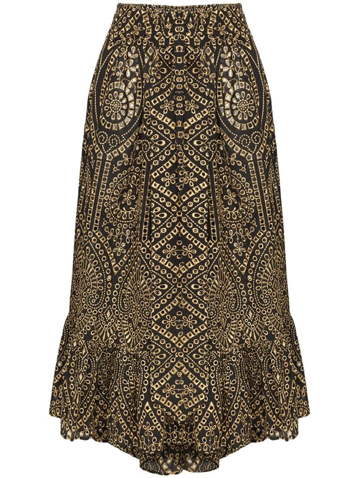 Lisa Marie Fernandez Nicole Broderie Anglaise Maxi Skirt - Black