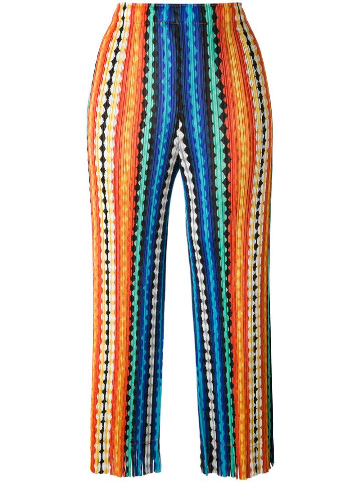Pleats Please By Issey Miyake - Light Breeze Cropped Trousers - Women - Polyester - 5, Blue, Polyester