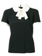 Red Valentino Neck-tied Short-sleeve Blouse - Black
