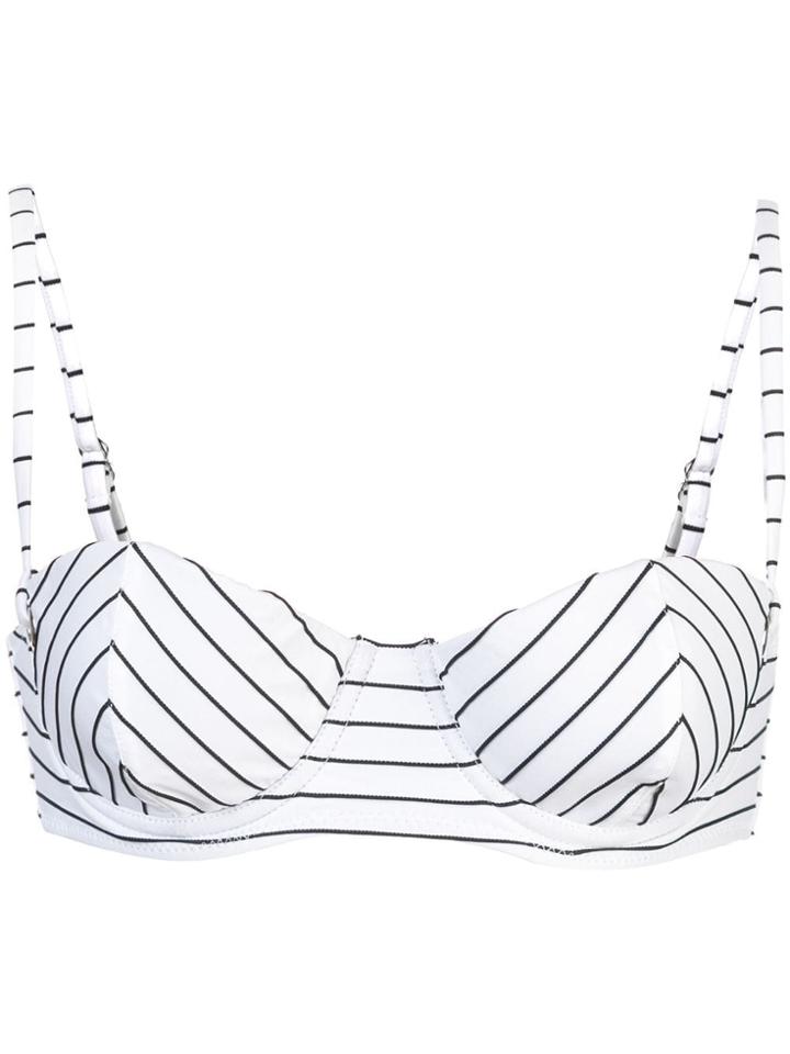 Fleur Du Mal Striped Balconette Bikini Top - White