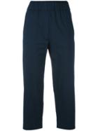 Alberto Biani Stretch-waist Cropped Trousers, Women's, Size: 42, Blue, Cotton/spandex/elastane