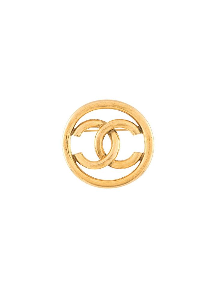 Chanel Vintage Cc Brooch - Gold