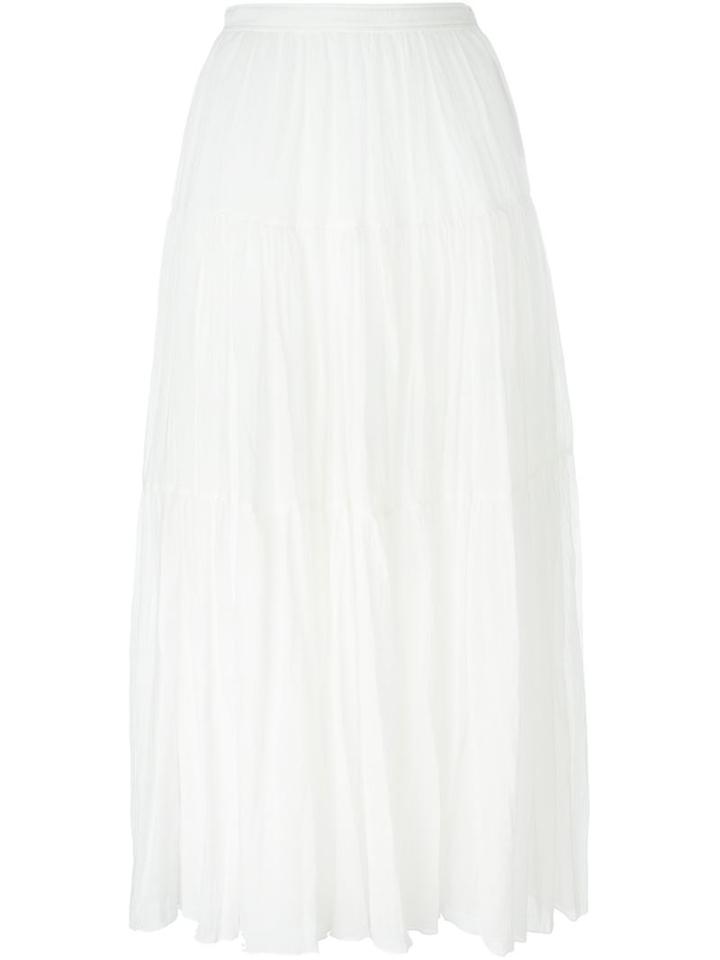 Saint Laurent High Waist Maxi Skirt, Women's, Size: 40, White, Cotton