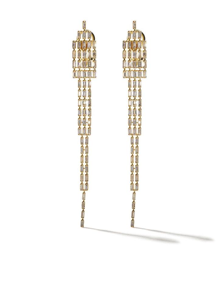 As29 18kt Yellow Gold Baguette Tapered Diamond Earrings