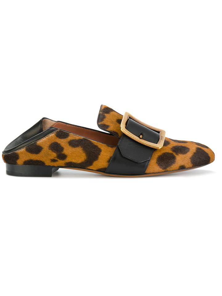 Bally Leopard Print Loafers - Brown