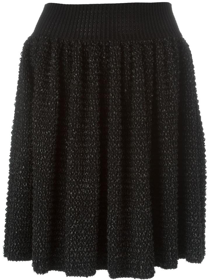 Alexander Mcqueen Pleated Knit Skirt, Women's, Size: Medium, Black, Acrylic/polyamide/polyester/wool