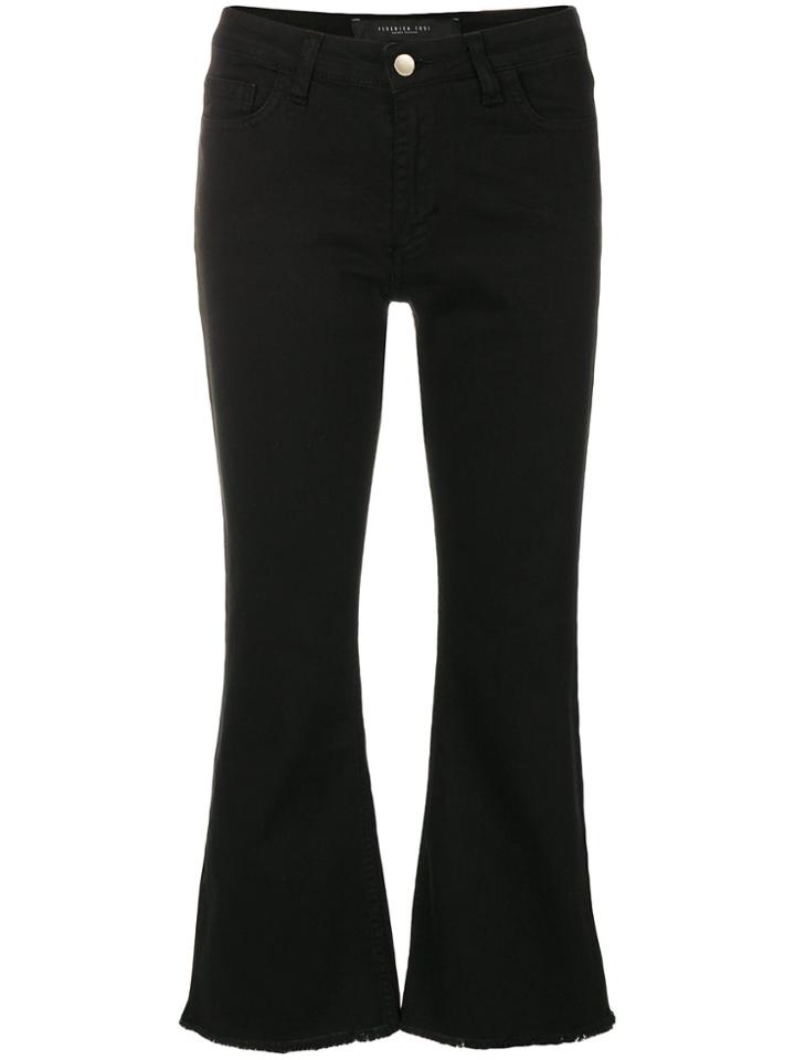 Federica Tosi Frayed Crop Flare Jeans - Black