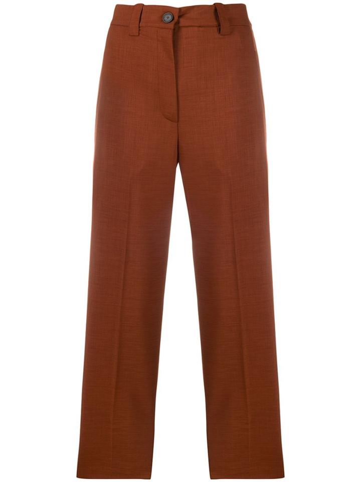 Erika Cavallini High Waisted Cropped Trousers - Brown