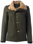 Dsquared2 Single Breasted Coat, Women's, Size: 38, Green, Virgin Wool/polyamide/polyester/lamb Fur