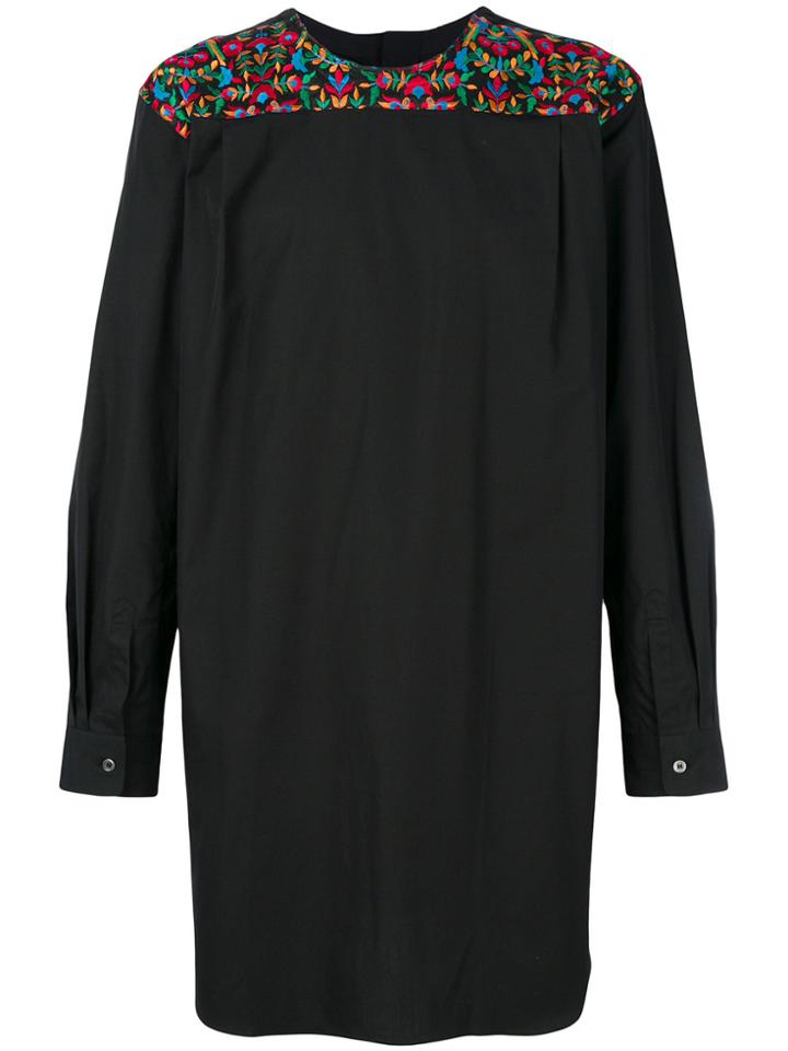 Comme Des Garçons Homme Plus Floral Embroidered Yoke Shirt - Black