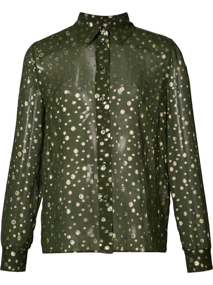Vanessa Seward Sheer Spot Shirt, Women's, Size: 36, Green, Silk/polyester