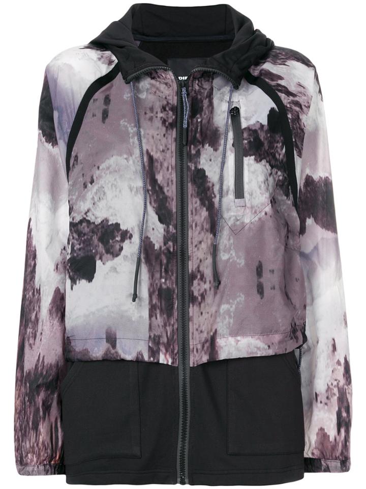 Diesel Printed Hooded Jacket - Pink & Purple