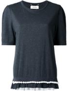Muveil Ruffled Embellished Hem T-shirt