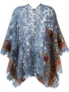 Ermanno Gallamini Floral Lace Cape, Women's, Blue, Viscose/cotton