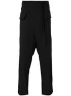 Damir Doma - Raw Hem Drop Crotch Trousers - Men - Cotton - M, Black, Cotton