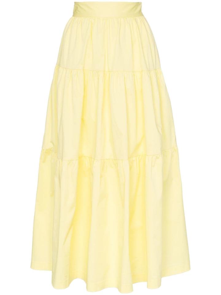 Staud Tiered Cotton-blend Maxi Skirt - Yellow