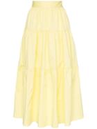 Staud Tiered Cotton-blend Maxi Skirt - Yellow