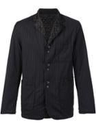 Engineered Garments Pinstripe Shirt Jacket, Men's, Size: Large, Black, Cotton/polyester/wool