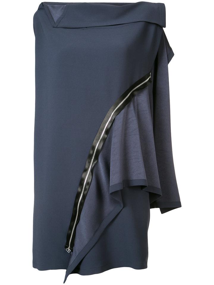 Flat Combination Zip Dress - Women - Polyester/triacetate - 2, Blue, Polyester/triacetate, Issey Miyake