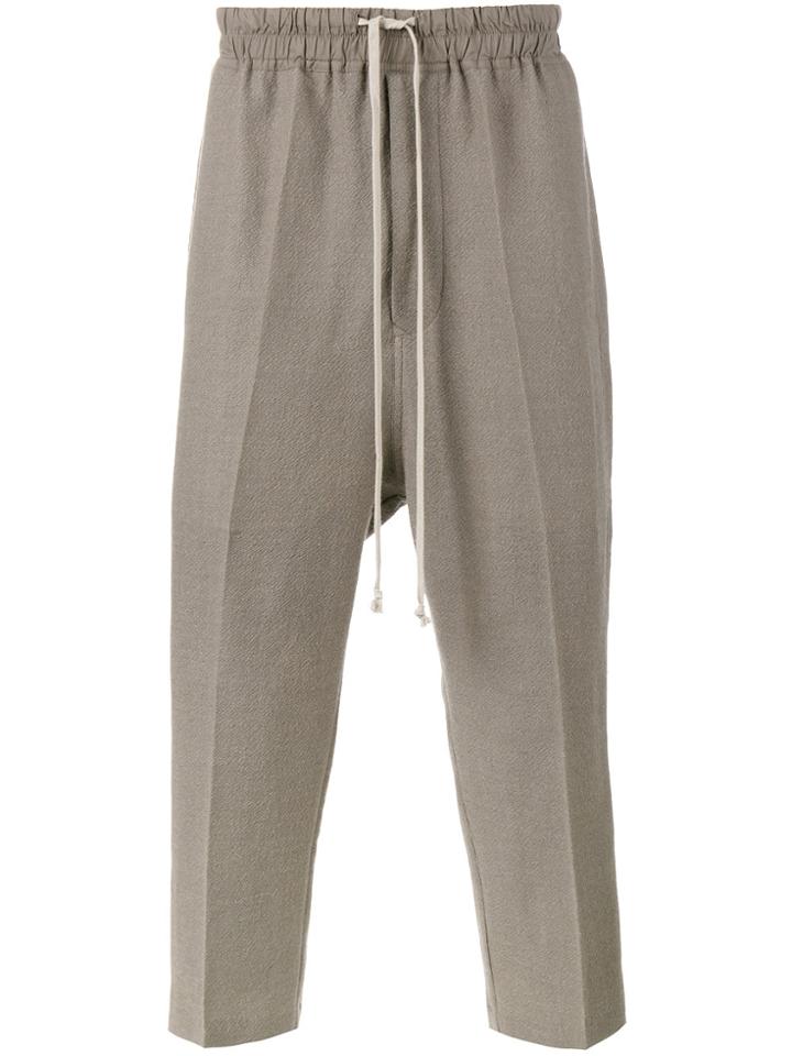 Rick Owens Drop Crotch Cropped Trousers - Grey