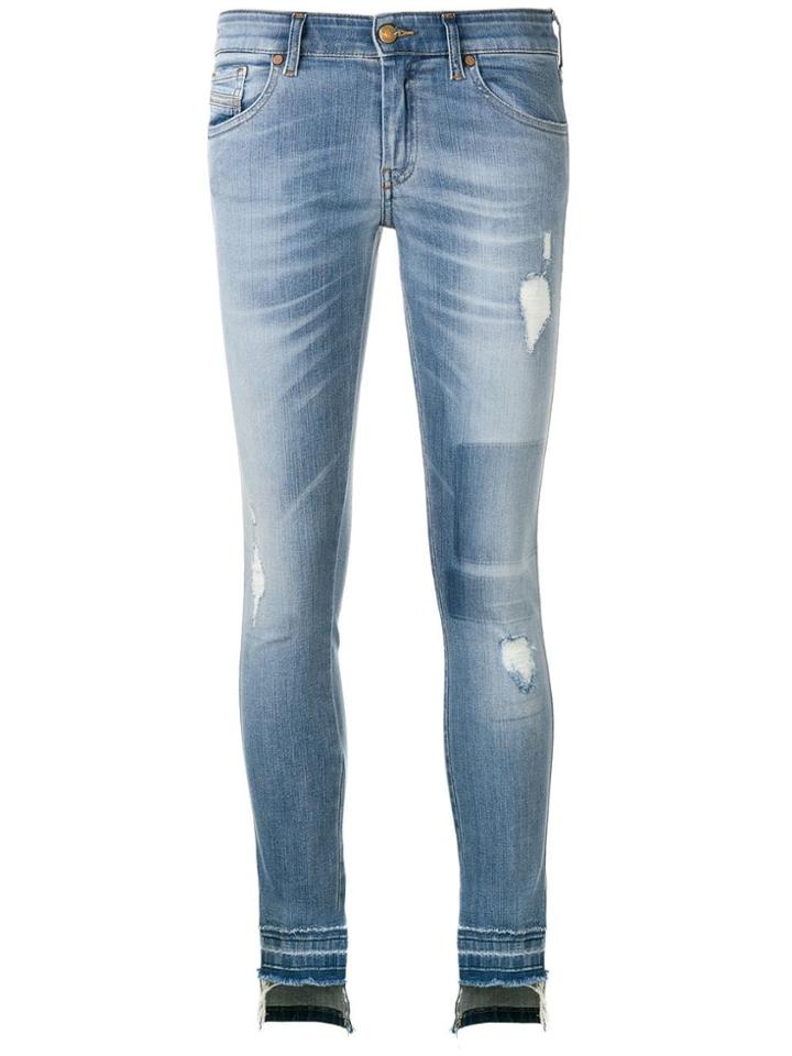 Diesel Slandy Distressed Skinny Jeans - Blue