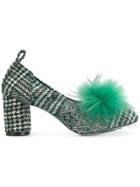 Suecomma Bonnie Tweed Fur Pumps - Green
