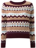Guild Prime Pattern Intarsia Sweater, Women's, Size: 34, Brown, Silk/acrylic/nylon/wool