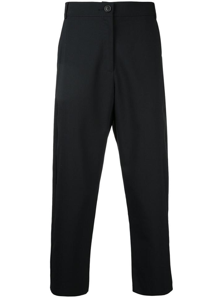 3.paradis Cropped Buttoned Trousers - Blue