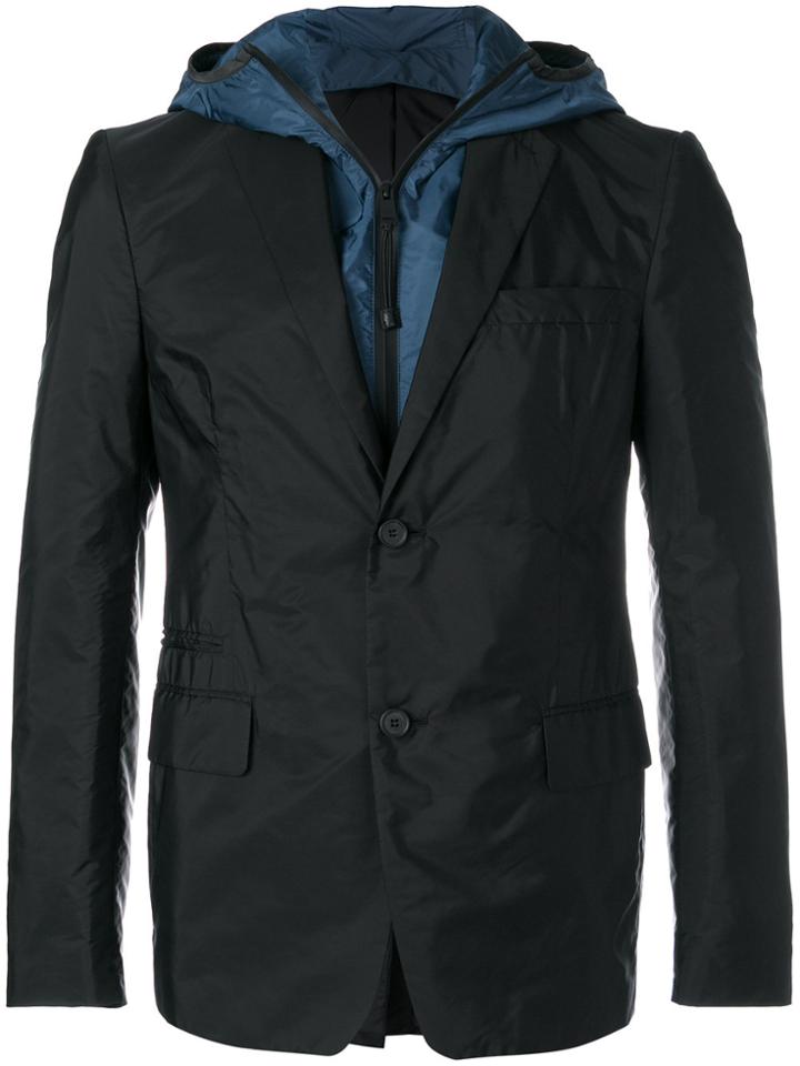 Prada Layered Hooded Jacket - Black