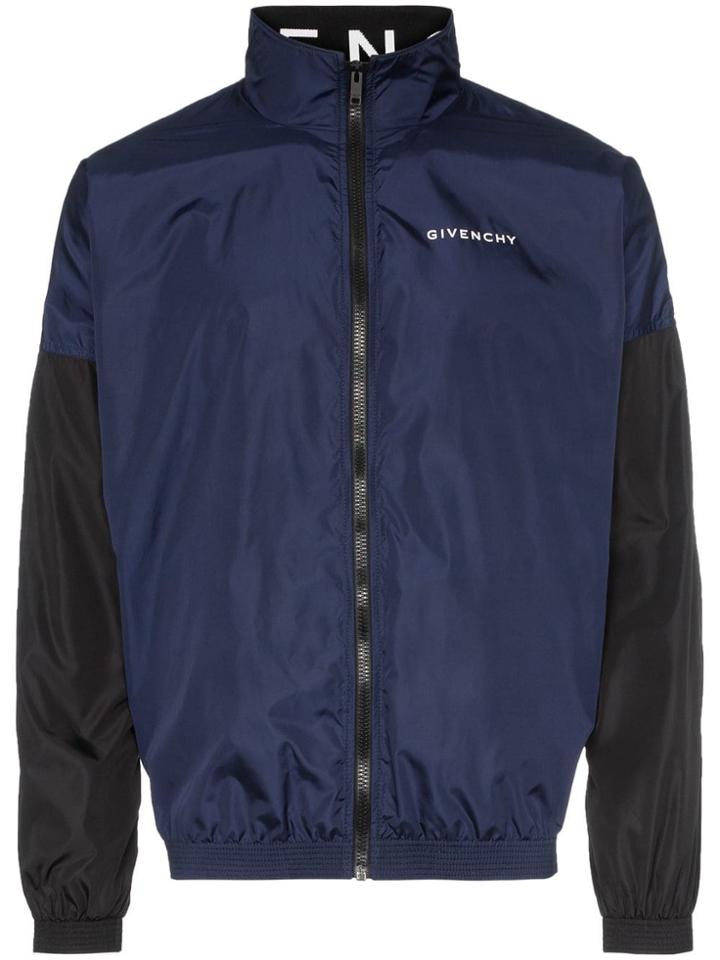 Givenchy Logo Collar Zipped Jacket - Blue