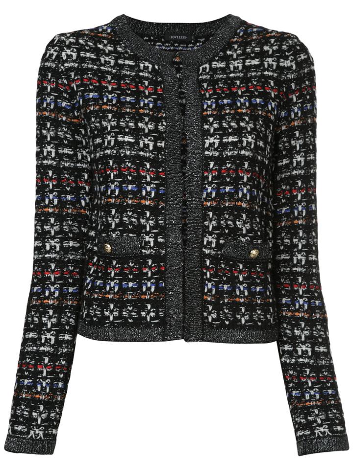 Loveless Cropped Tweed Jacket - Black