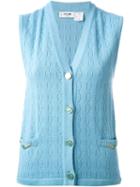 Céline Vintage Sleeveless Cardigan, Women's, Size: 40, Blue