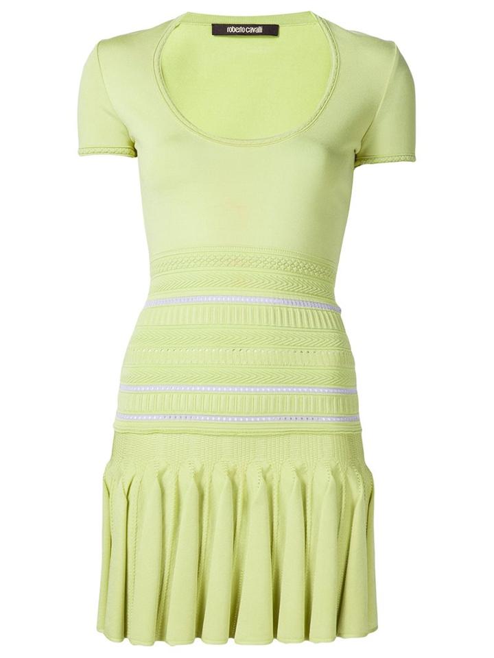 Roberto Cavalli Knitted Mini Dress, Women's, Size: 40, Green, Elastodiene/polyester/viscose