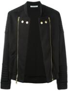Pierre Balmain Double Zips Biker Jacket, Men's, Size: 48, Black, Cotton/polyester