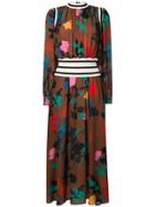 Msgm Floral Print Dress - Brown