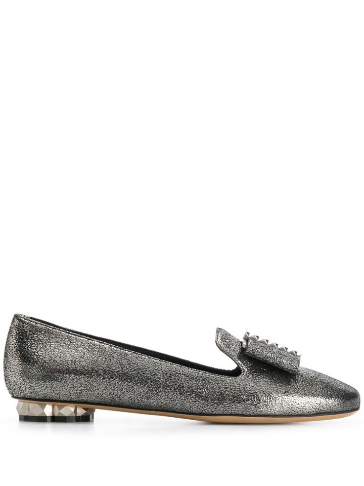 Salvatore Ferragamo Ballerina Shoes With Bow Detail - Grey