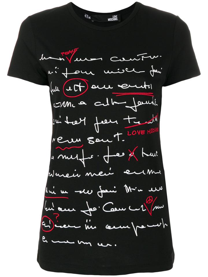 Love Moschino Peace Print T-shirt - Black