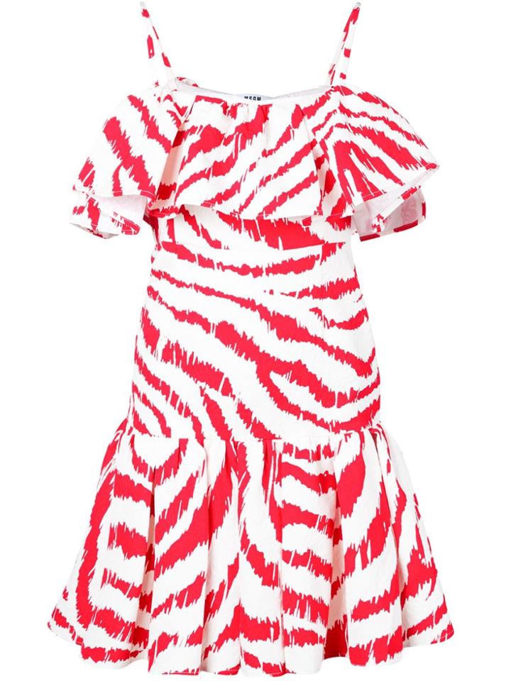 Msgm Off-shoulder Flared Dress