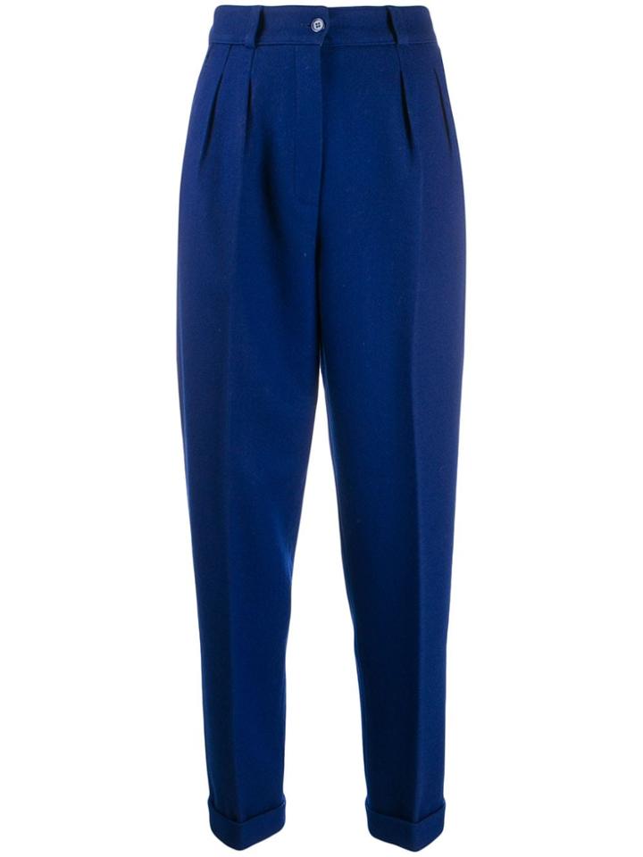 Kenzo Pre-owned 1990s Micro Pleated Tapered Trousers - Blue