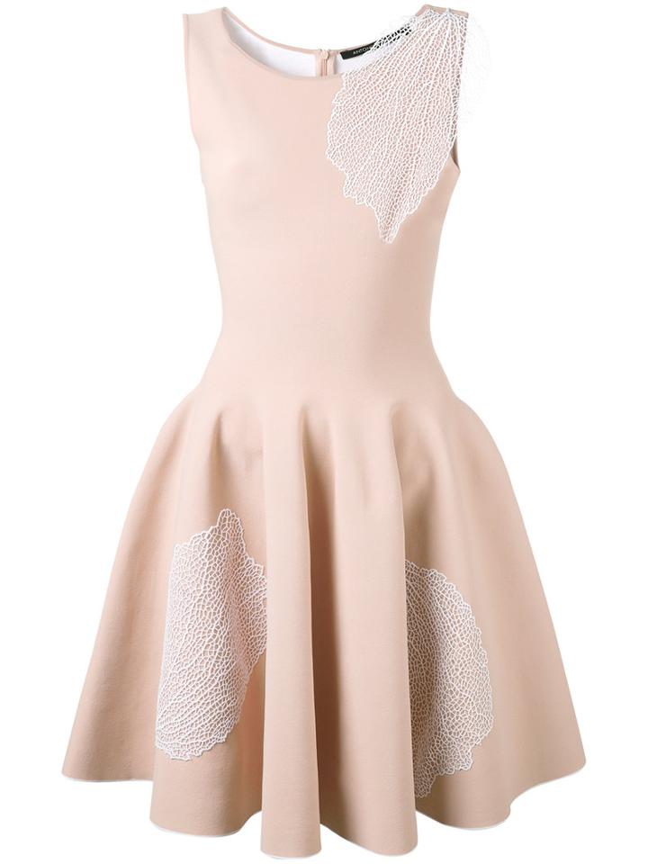 Antonino Valenti - Flared Embroidered Dress - Women - Nylon/polyester/spandex/elastane/viscose - 42, Nude/neutrals, Nylon/polyester/spandex/elastane/viscose
