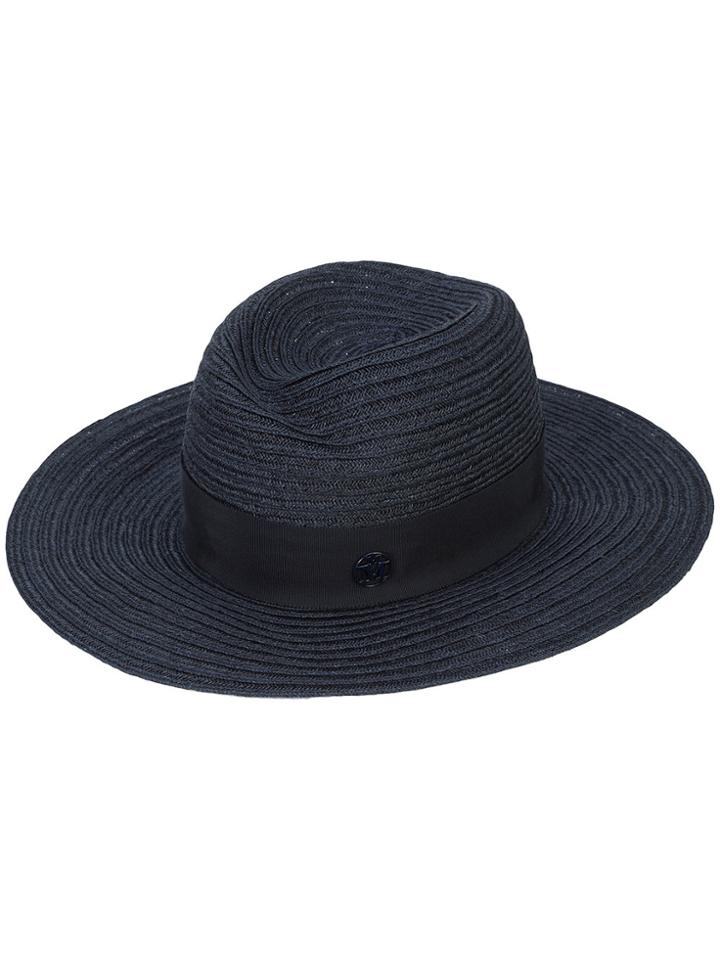 Maison Michel Logo Plaque Panama Hat - Blue