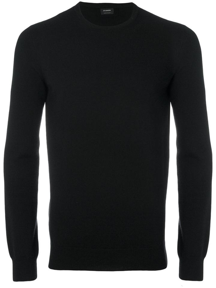 Jil Sander Ribbed Crew Neck Sweater - Black