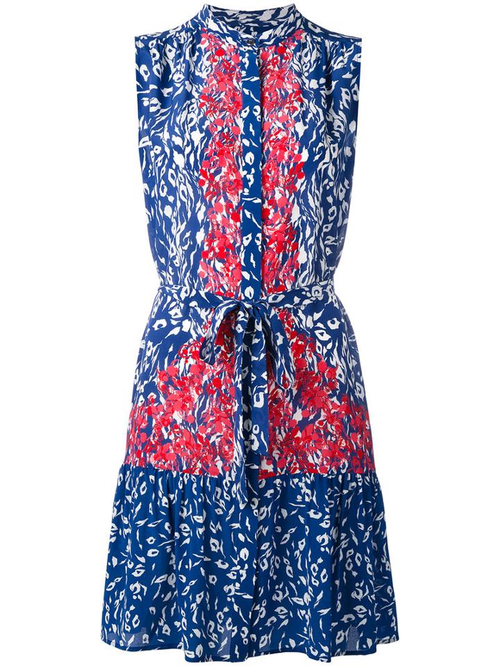 Saloni - Contrast Printed Dress - Women - Silk - 8, Blue, Silk