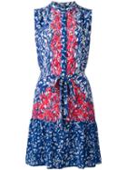 Saloni - Contrast Printed Dress - Women - Silk - 8, Blue, Silk